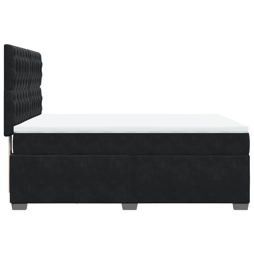 Box Spring Bed with Mattress Black 140x190 cm Velvet