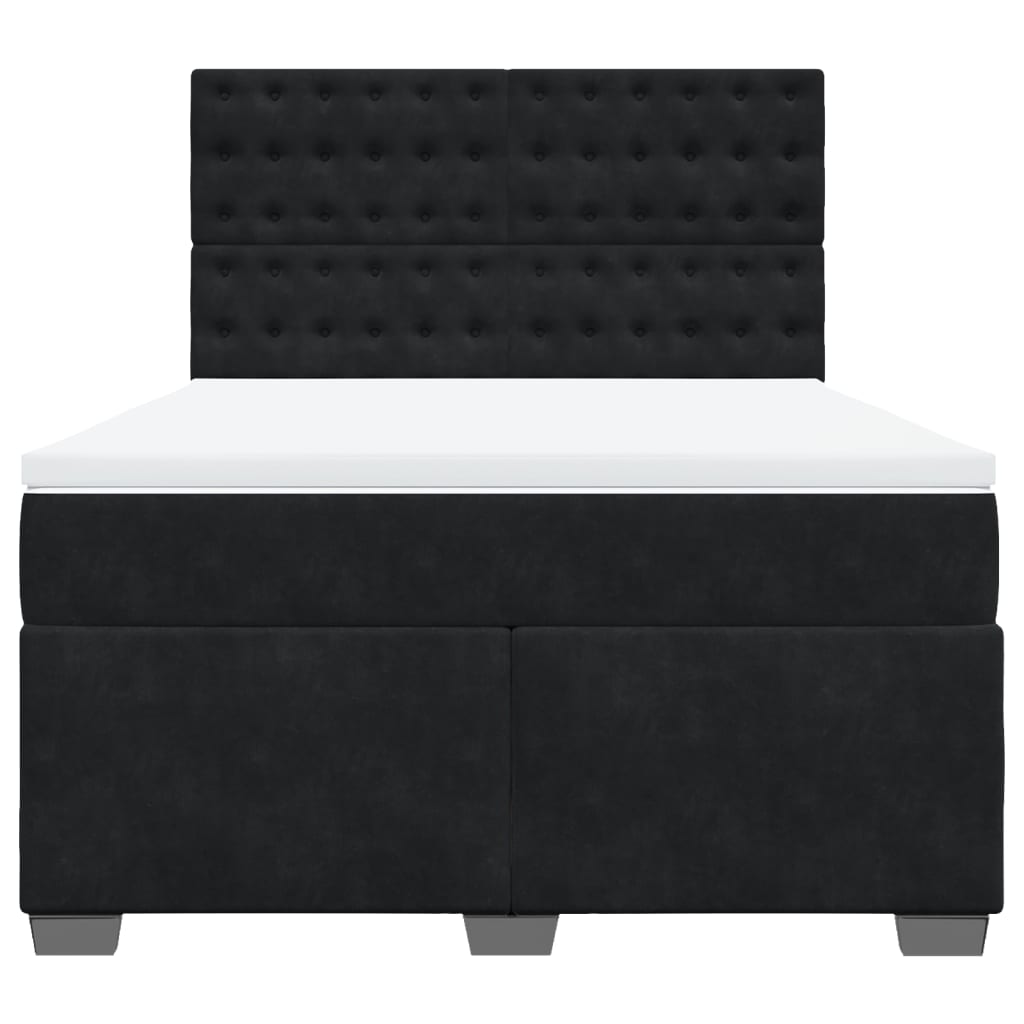 Box Spring Bed with Mattress Black 140x190 cm Velvet