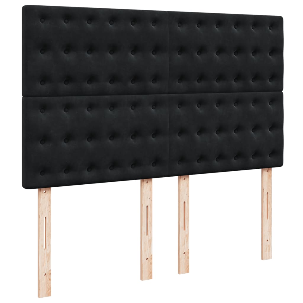Box Spring Bed with Mattress Black 140x190 cm Velvet