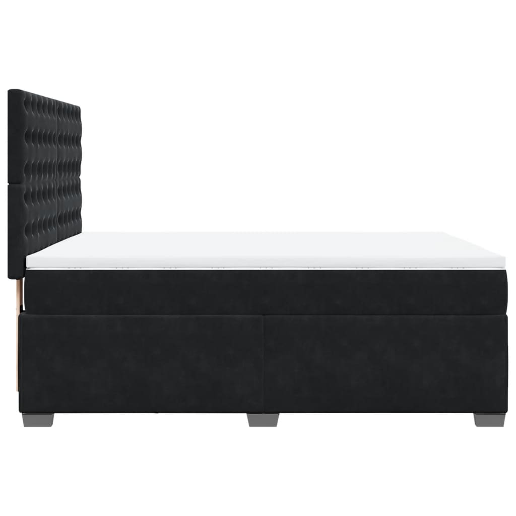 Box Spring Bed with Mattress Black 140x190 cm Velvet