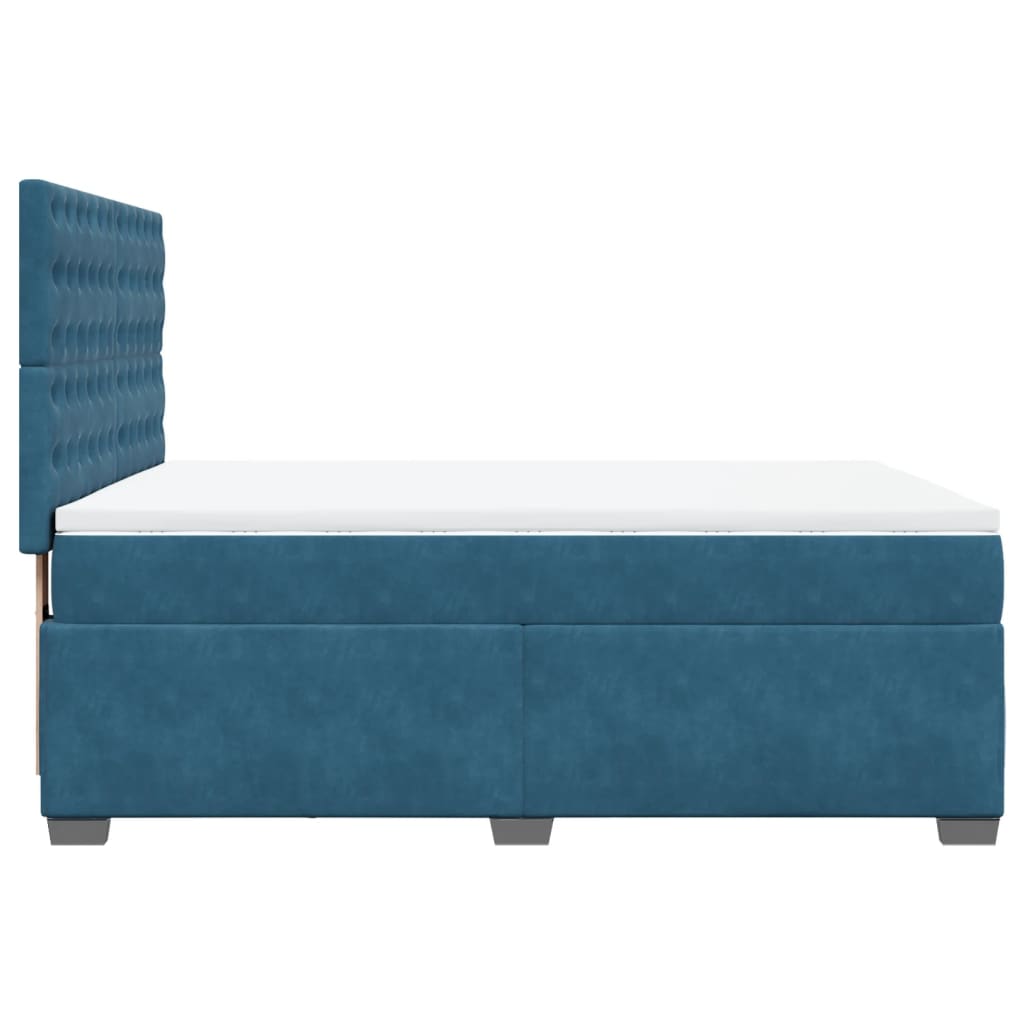 Box Spring Bed with Mattress Blue 140x190 cm Velvet
