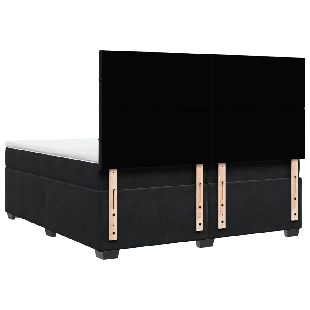 Box Spring Bed with Mattress Black 200x200 cm Velvet
