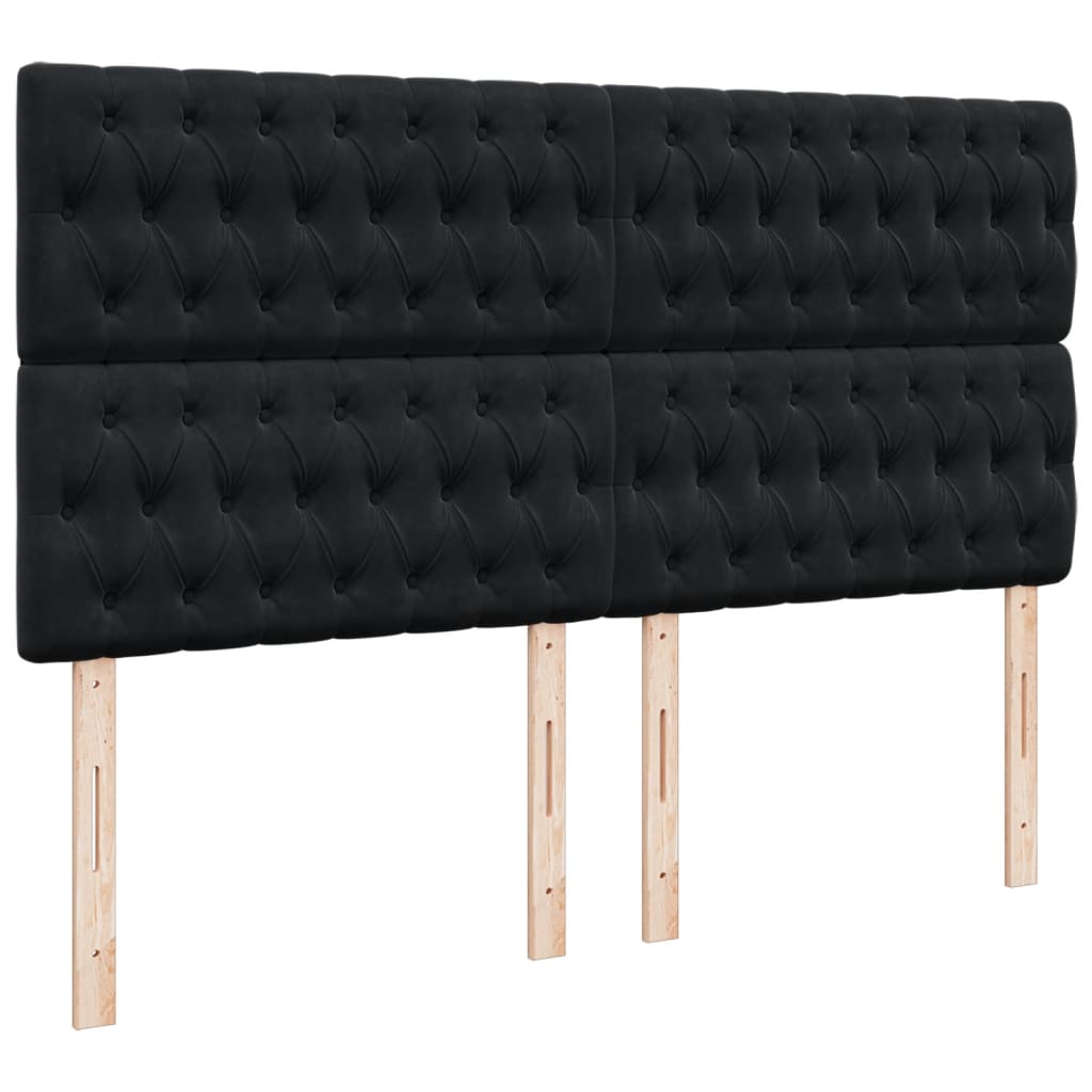 Box Spring Bed with Mattress Black 200x200 cm Velvet