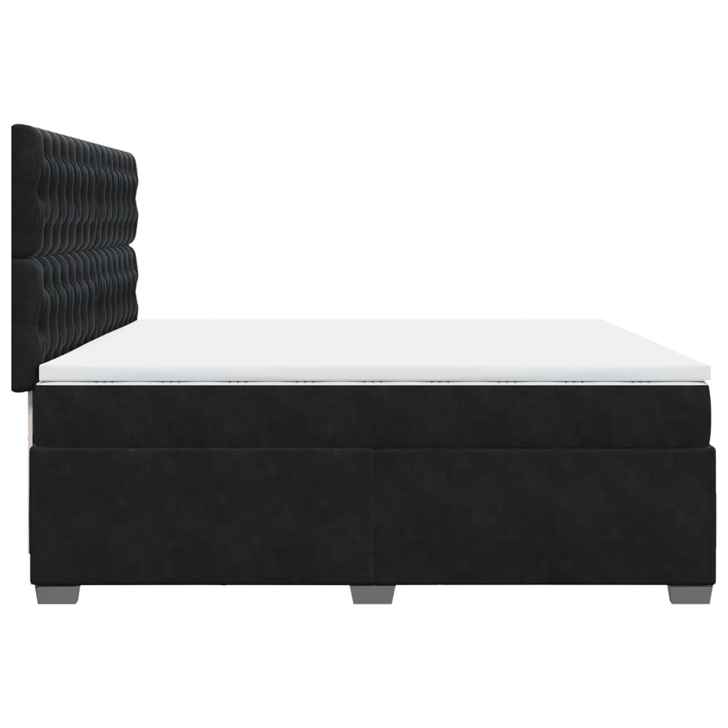 Box Spring Bed with Mattress Black 200x200 cm Velvet