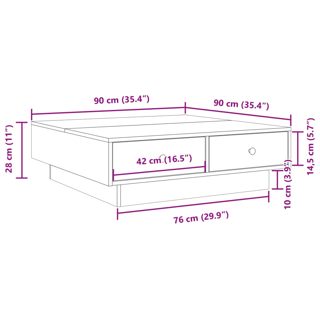 Coffee Table Grey Sonoma 90x90x28 cm Engineered Wood