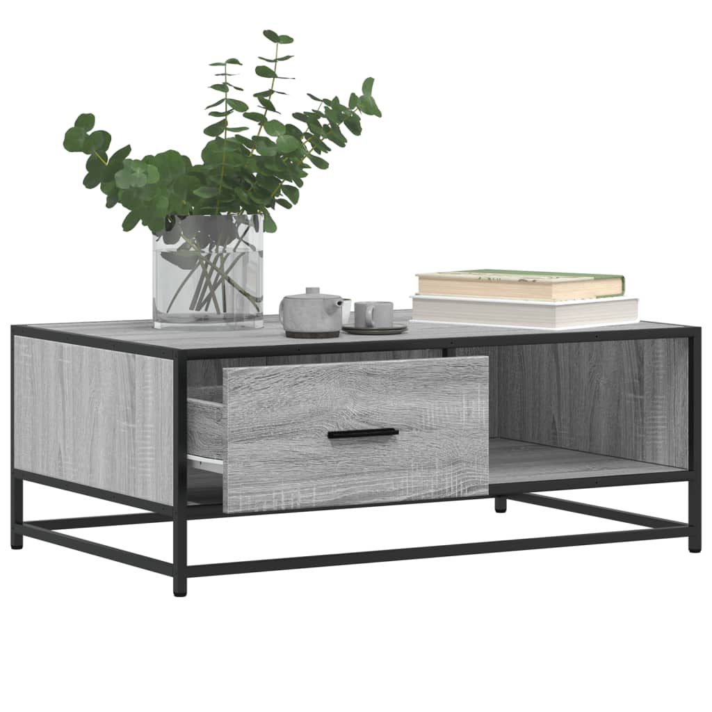 Coffee Table Grey Sonoma 90x57x35 cm Engineered Wood and Metal