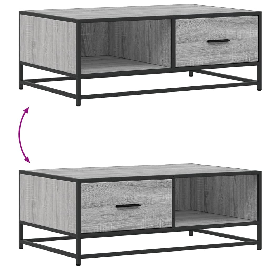 Coffee Table Grey Sonoma 90x57x35 cm Engineered Wood and Metal