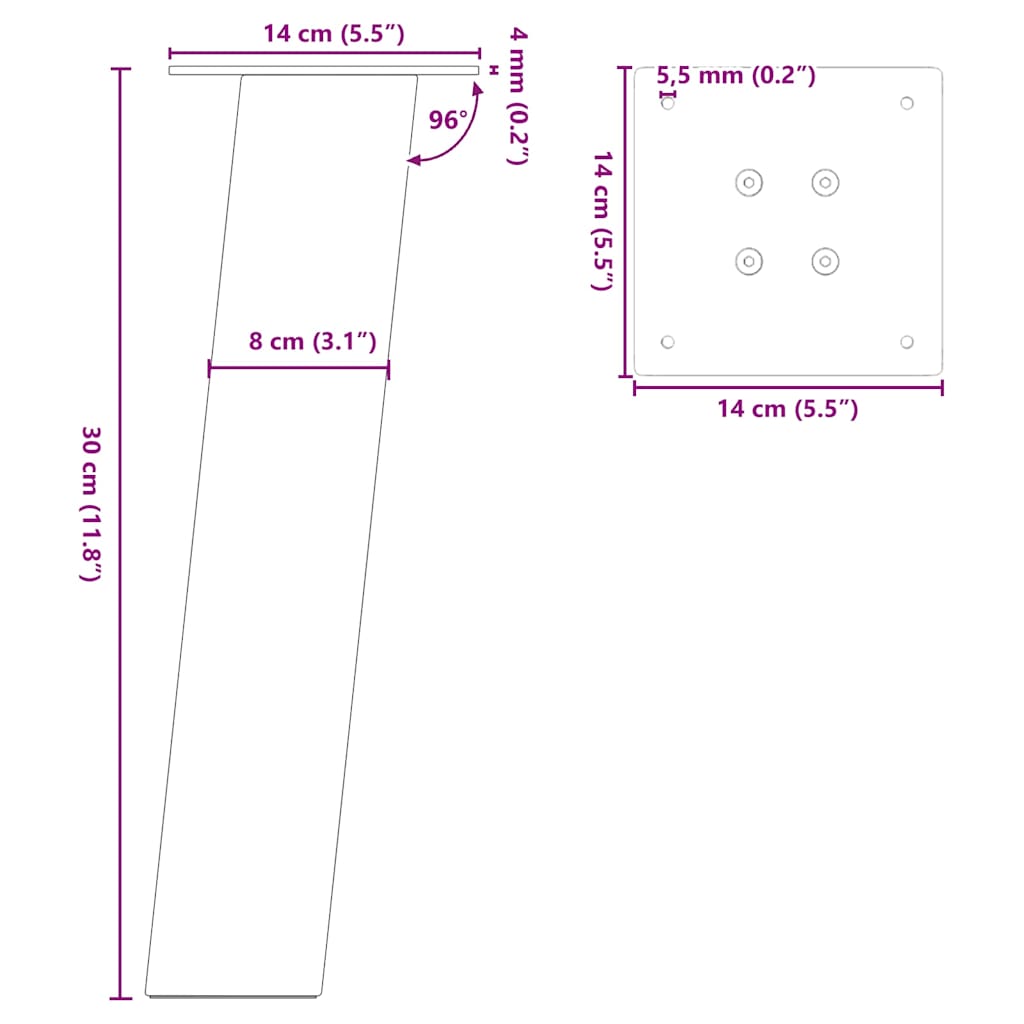 Coffee Table Legs 4 pcs Black 30 cm Steel