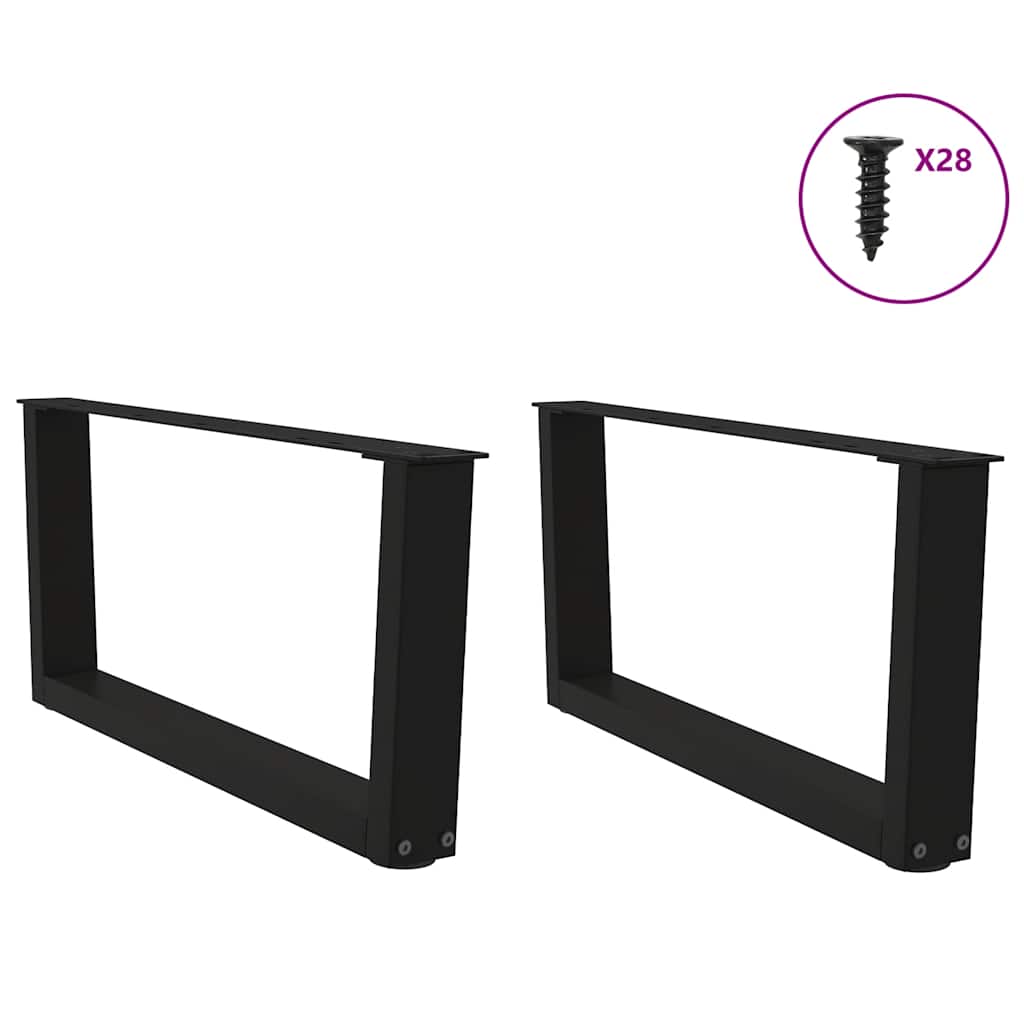 Coffee Table Legs V-Shape 2 pcs Black 70x(30-31.3) cm Steel