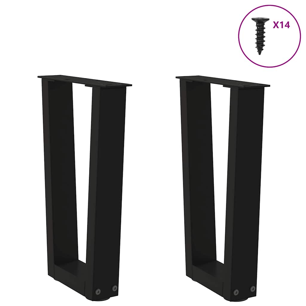 Coffee Table Legs V-Shape 2 pcs Black 28x(42-43.3) cm Steel