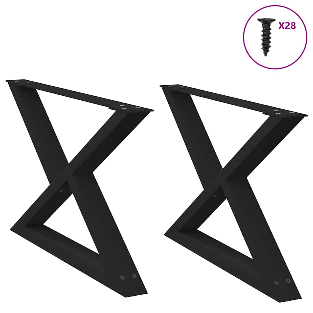 Coffee Table Legs 2 pcs Black 70x(42-43.3) cm Steel