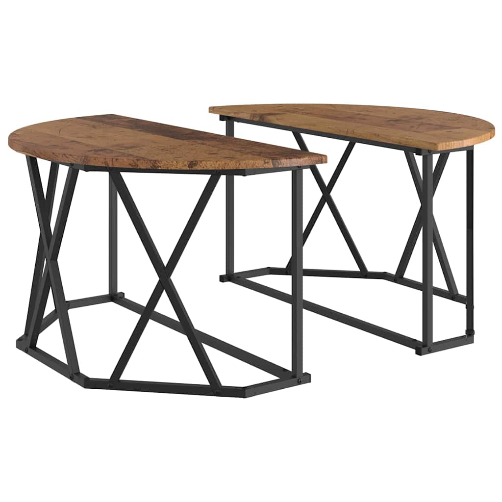 Coffee Table Old wood 80 x 80 x 42 cm Engineered wood and steel