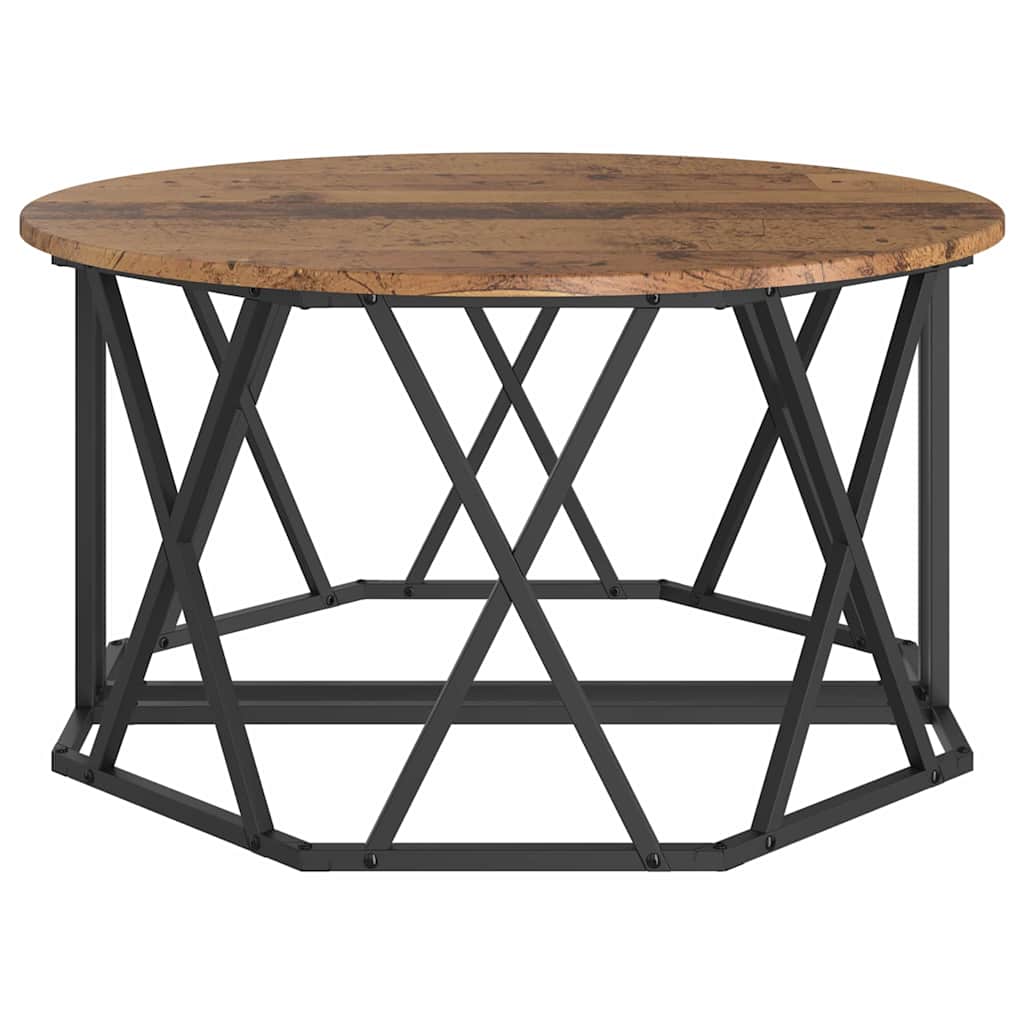 Coffee Table Old wood 80 x 80 x 42 cm Engineered wood and steel