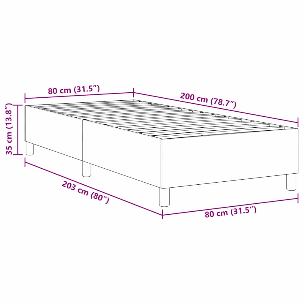 Box Spring Bed Grey Green 80 x 200 cm Corduroy fabric