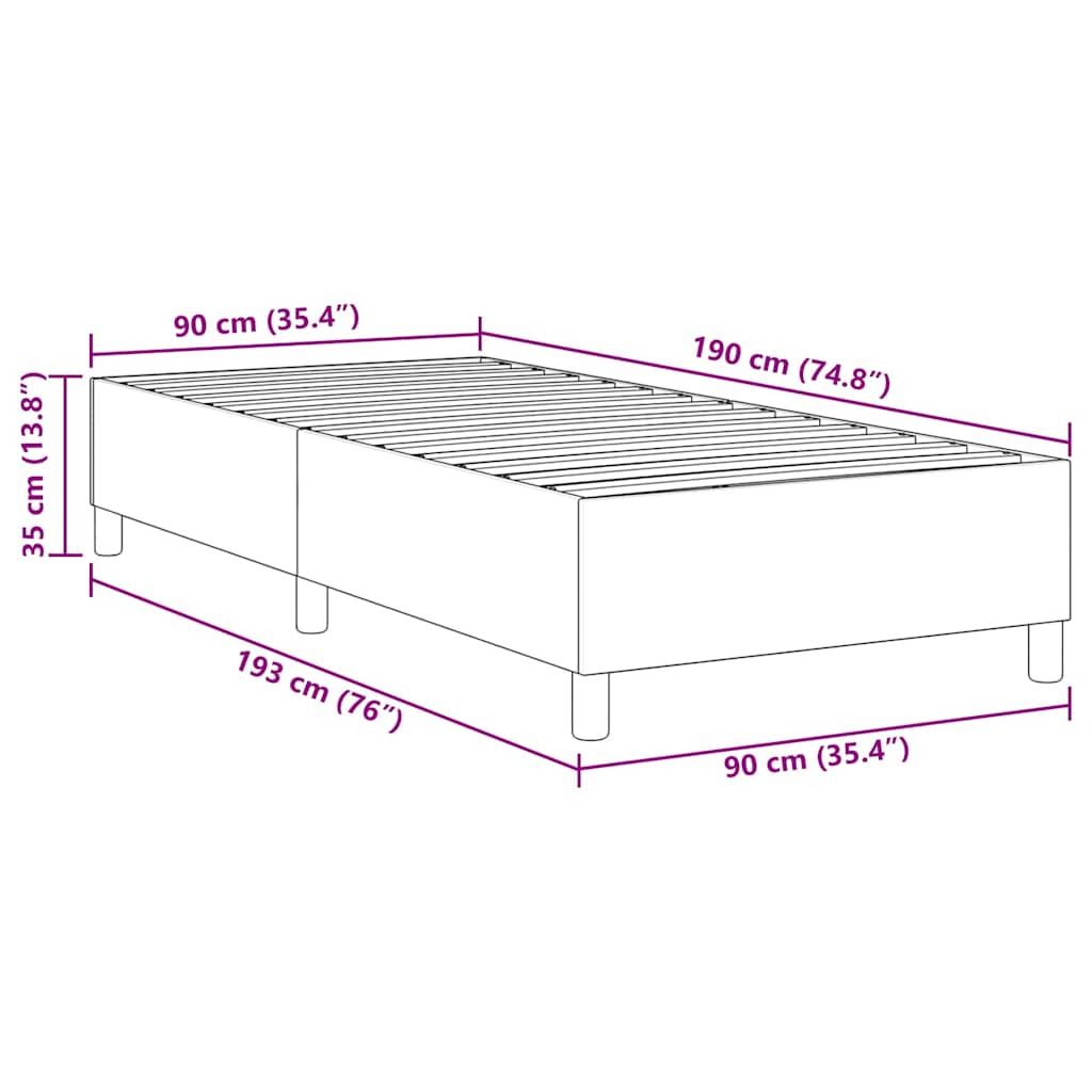 Box Spring Bed Light grey 90 x 190 cm Corduroy fabric
