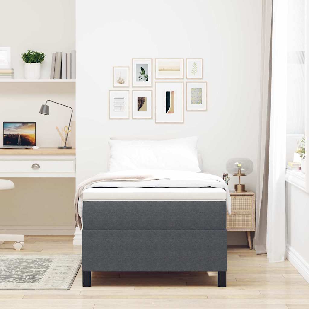 Box Spring Bed Dark grey 90 x 190 cm Corduroy fabric