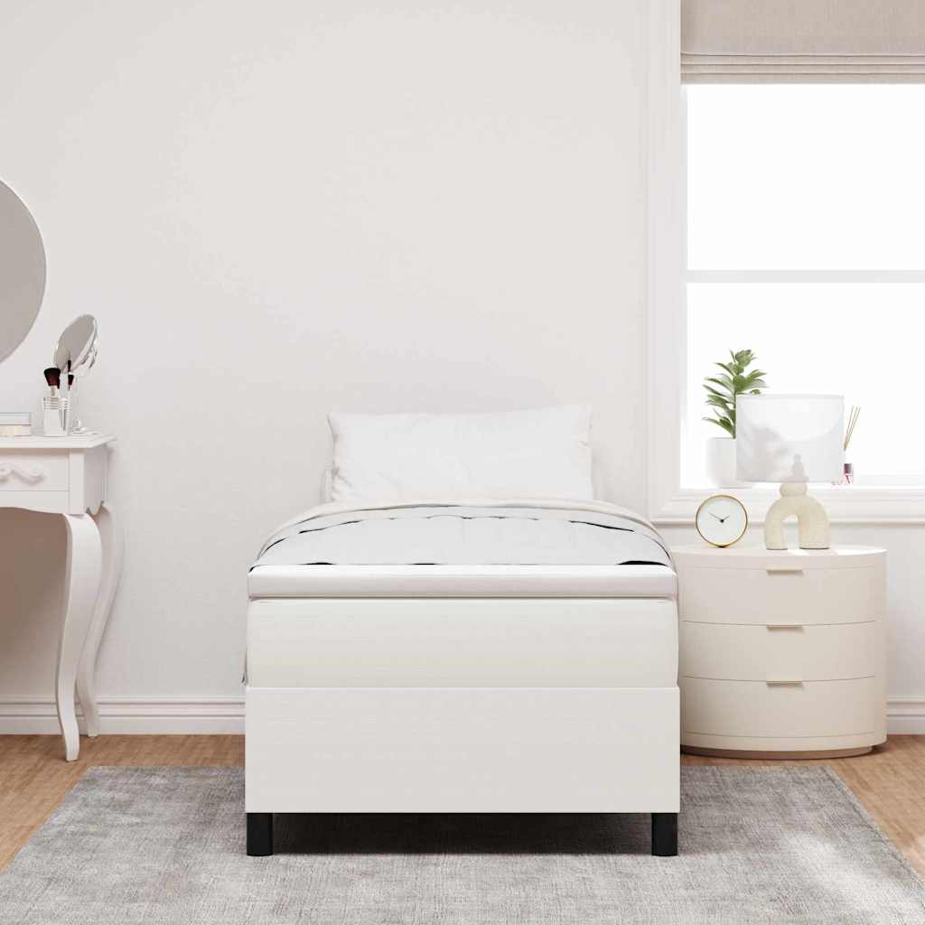 Box Spring Bed Cream 90 x 190 cm Corduroy fabric