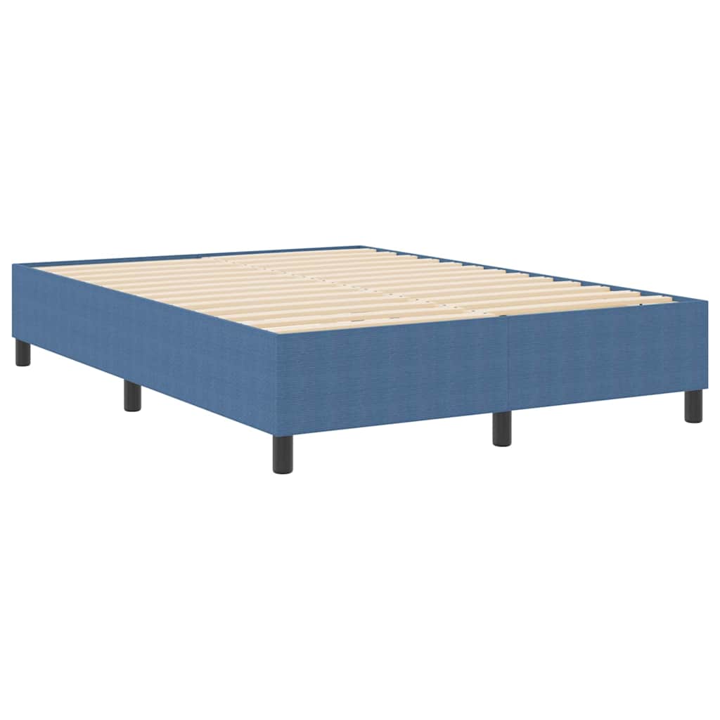 Box Spring Bed Blue 140 x 190 cm Corduroy fabric