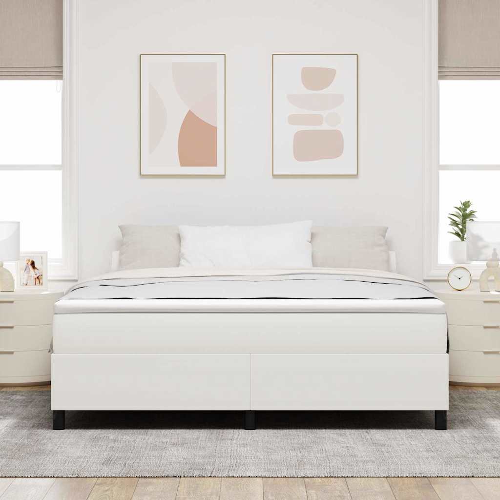 Box Spring Bed Cream 180 x 200 cm Corduroy fabric