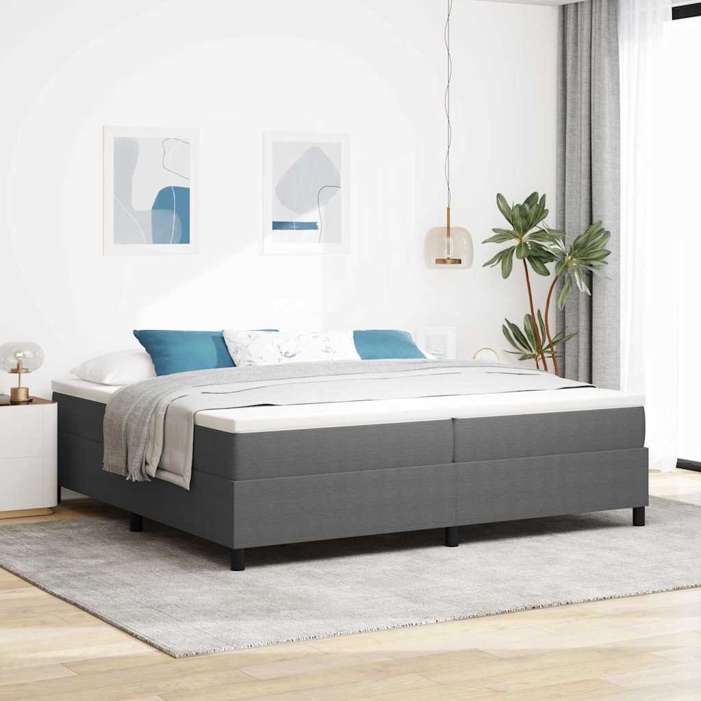 Box Spring Bed Light grey 200 x 200 cm Corduroy fabric