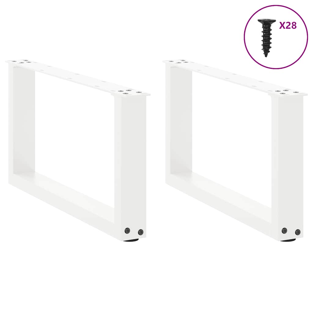 Coffee Table Legs U-Shaped 2 pcs White 70x(30-31) cm Steel
