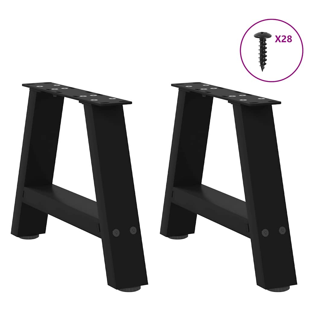 Coffee Table Legs A-Shaped 2 pcs Black 50x(30-31) cm Steel