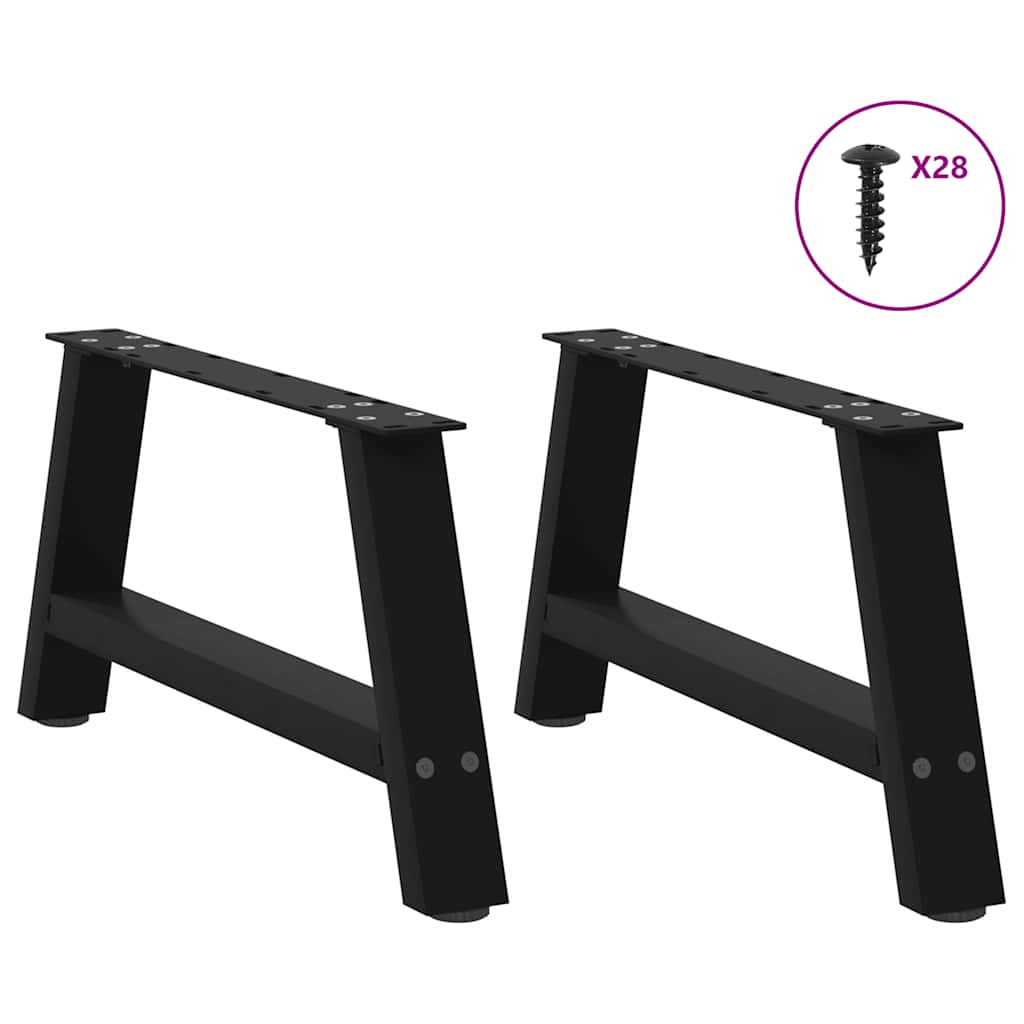 Coffee Table Legs A-Shaped 2 pcs Black 60x(30-31) cm Steel