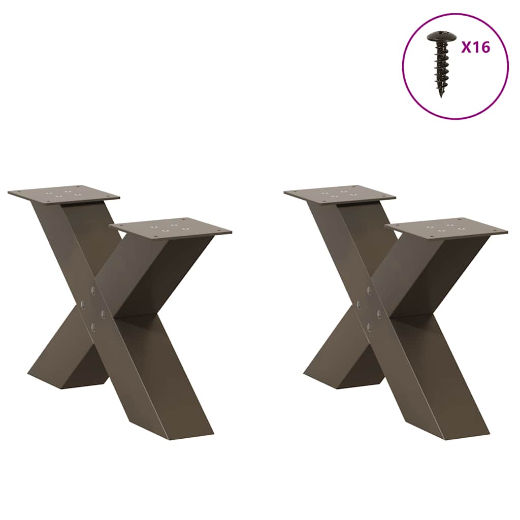 Coffee Table Legs X-Shaped 2 pcs Natural Steel 60x(30-31) cm Steel