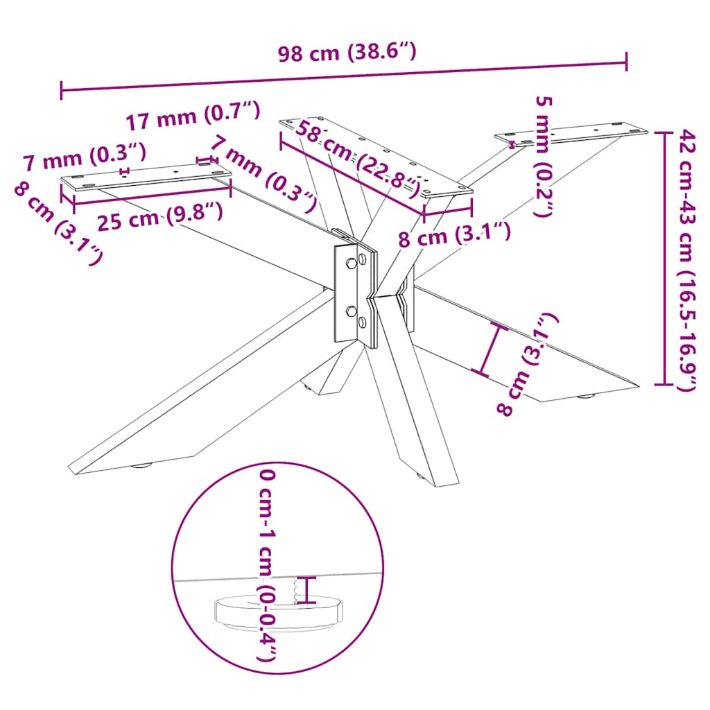 Coffee Table Leg Spider Shape Black 98x58x(42-43) cm Steel