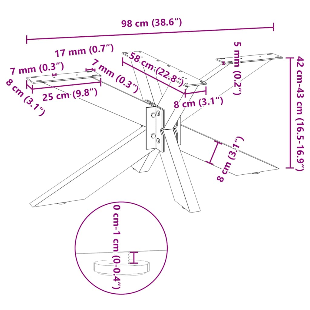 Coffee Table Leg Spider Shape White 98x58x(42-43) cm Steel