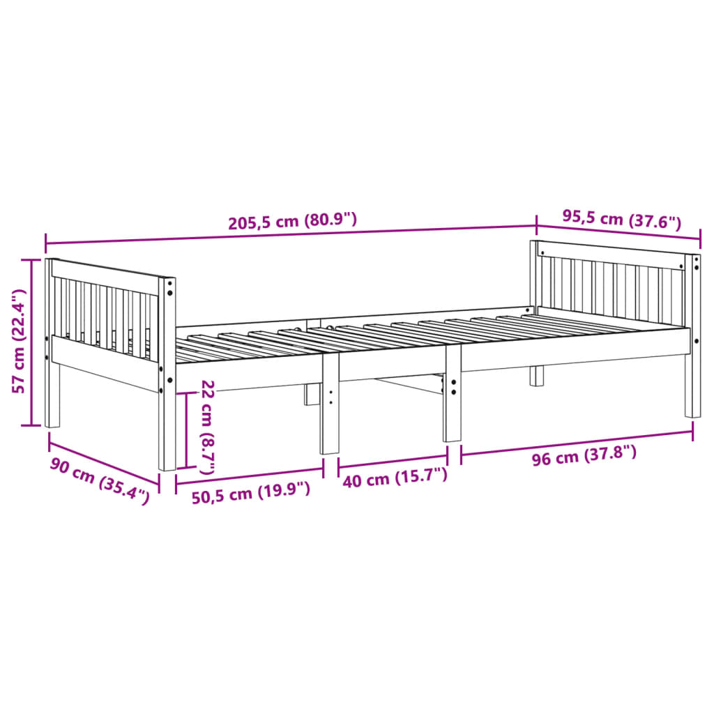 Children's Bed without Mattress White 90x200 cm Solid Wood Pine