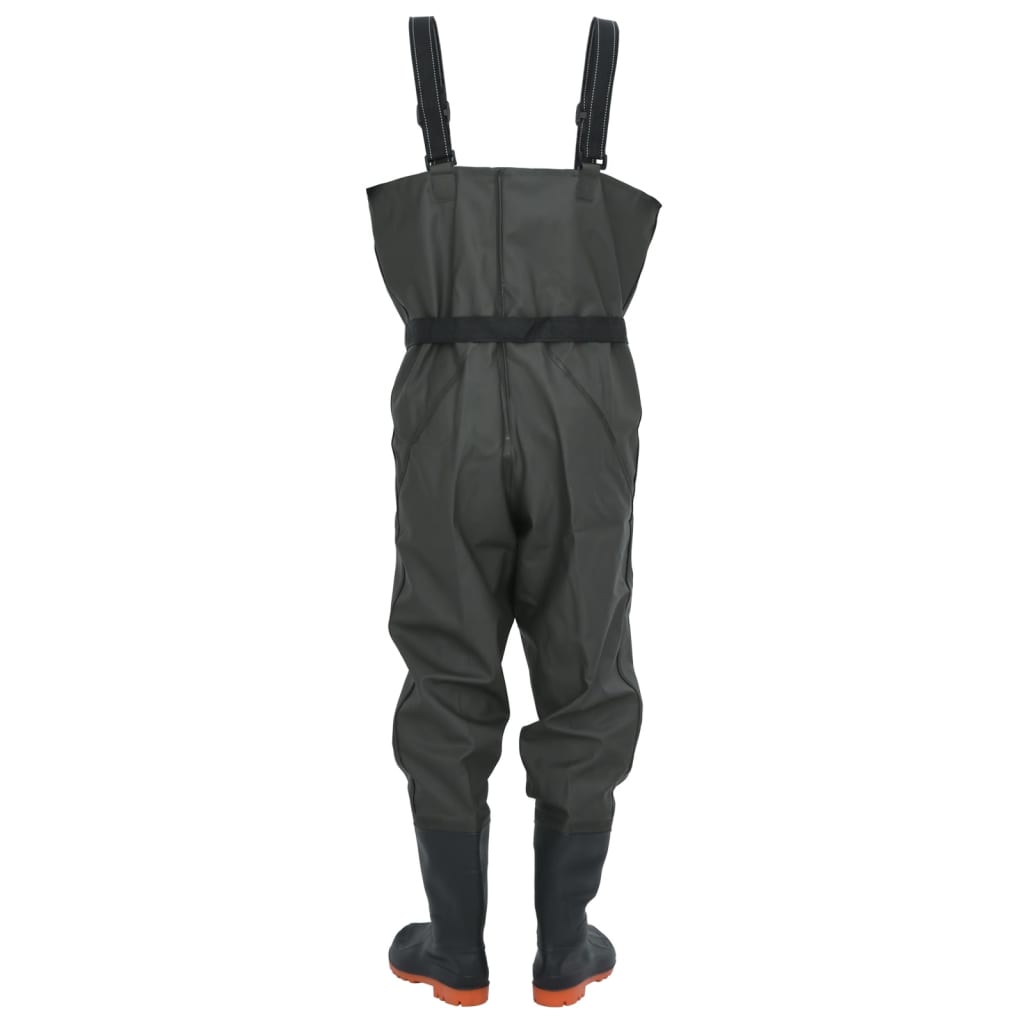 Chest Waders with Boots and Belt Dark Green Size 44
