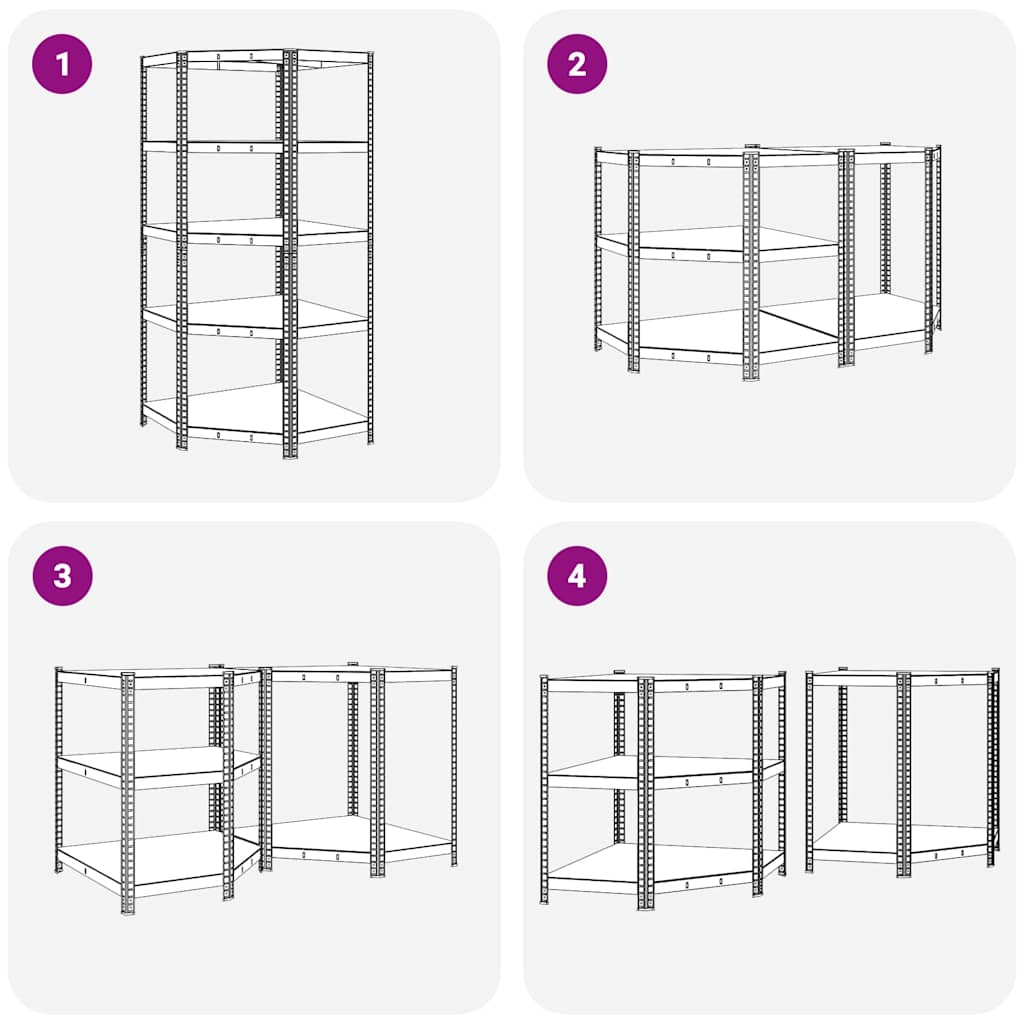 5-Layer Corner Shelf Anthracite Steel&Engineered Wood