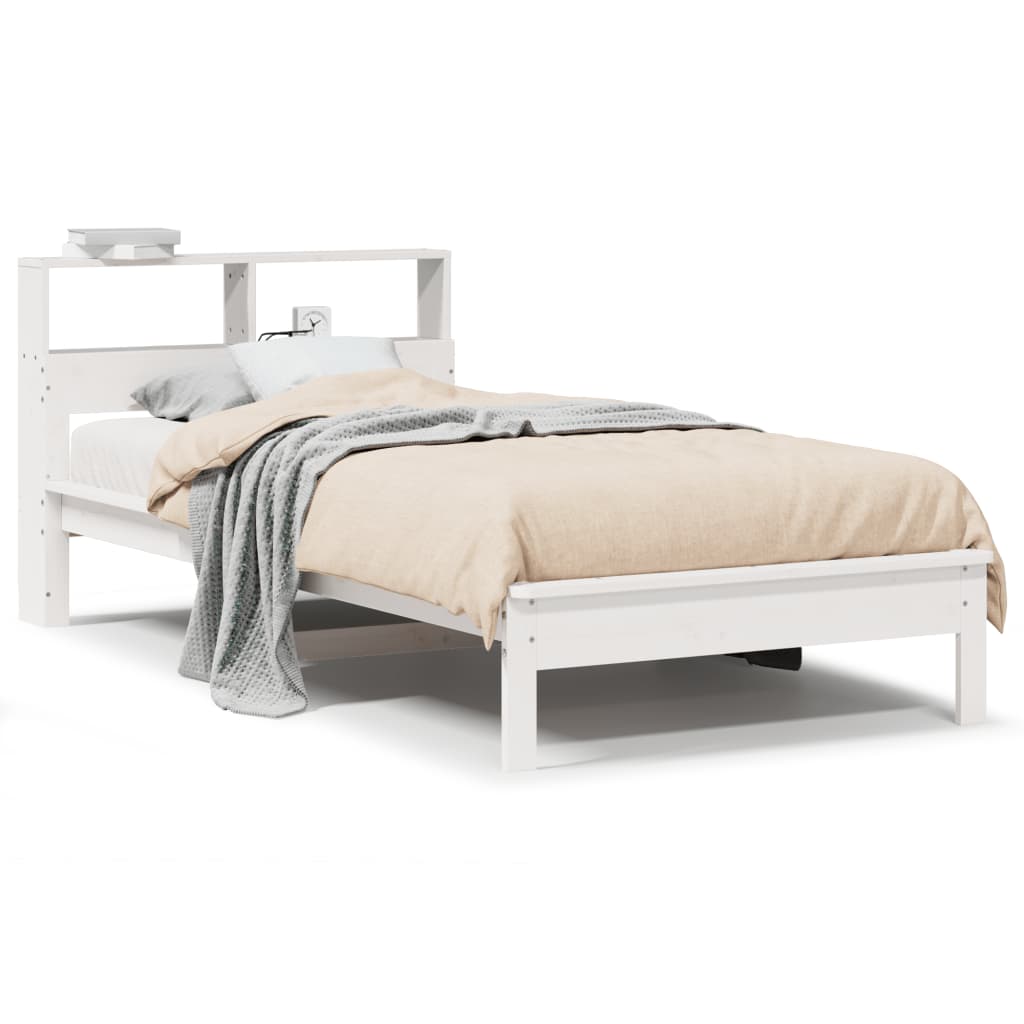 Bookcase Bed without Mattress White 100x200 cm Solid Wood Pine