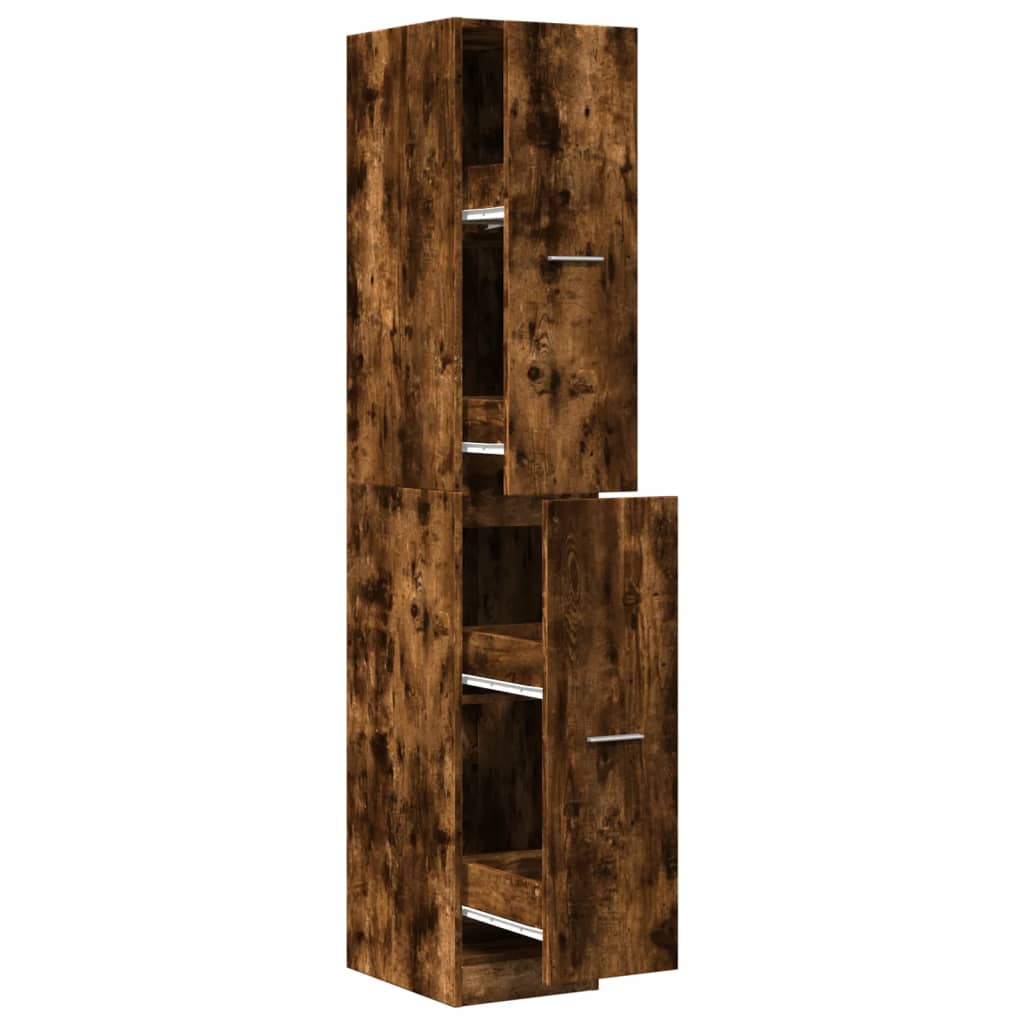 Apothecary Cabinet Smoked Oak 30x41x174.5 cm Engineered Wood