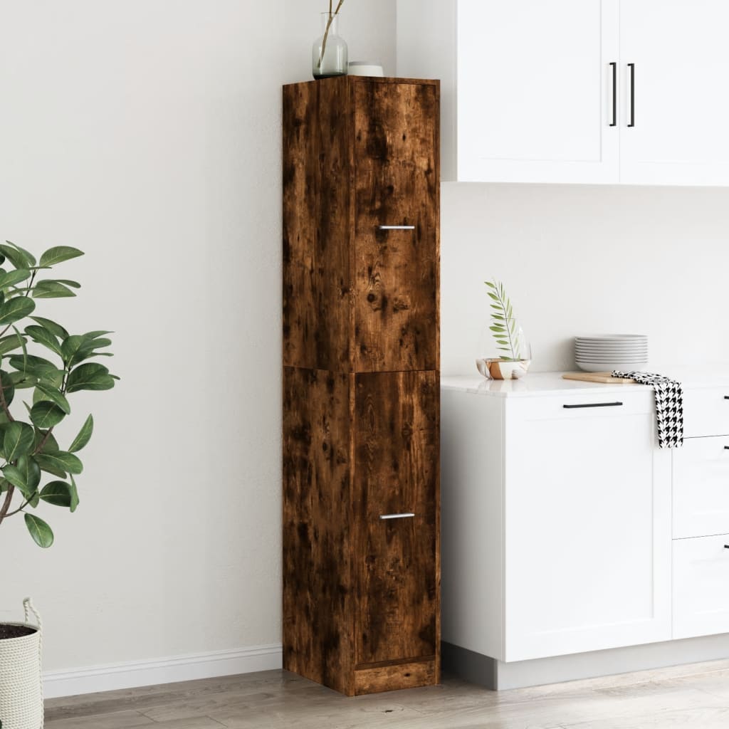 Apothecary Cabinet Smoked Oak 30x41x174.5 cm Engineered Wood
