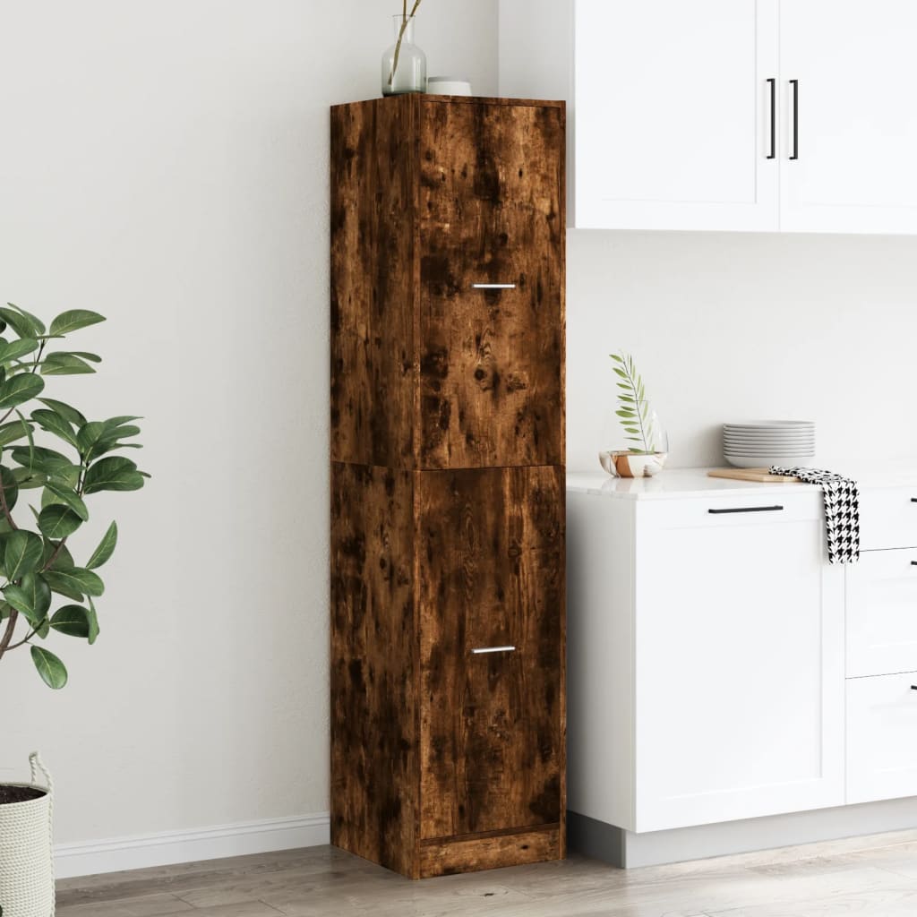 Apothecary Cabinet Smoked Oak 40x41x174.5 cm Engineered Wood