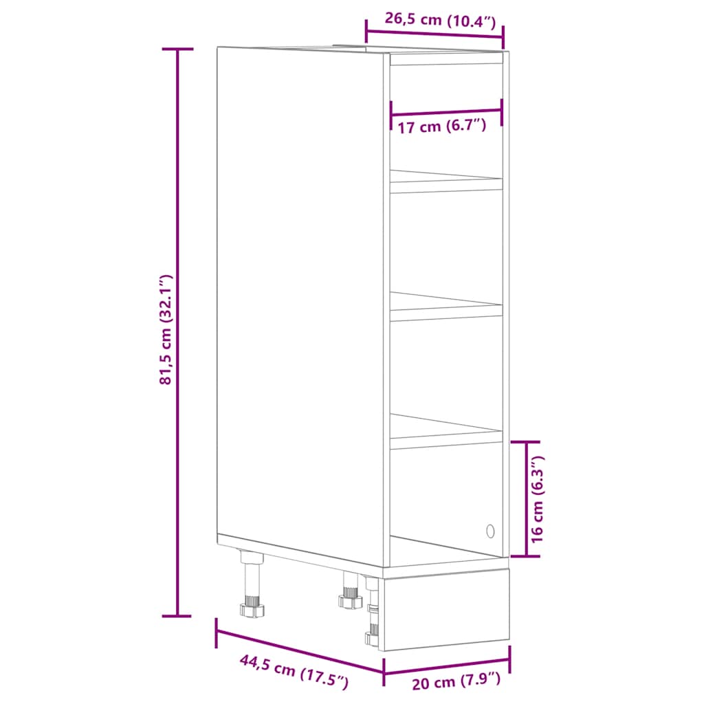 Bottom Cabinet Riga Smoked Oak 20x44.5x81.5 cm Engineered Wood