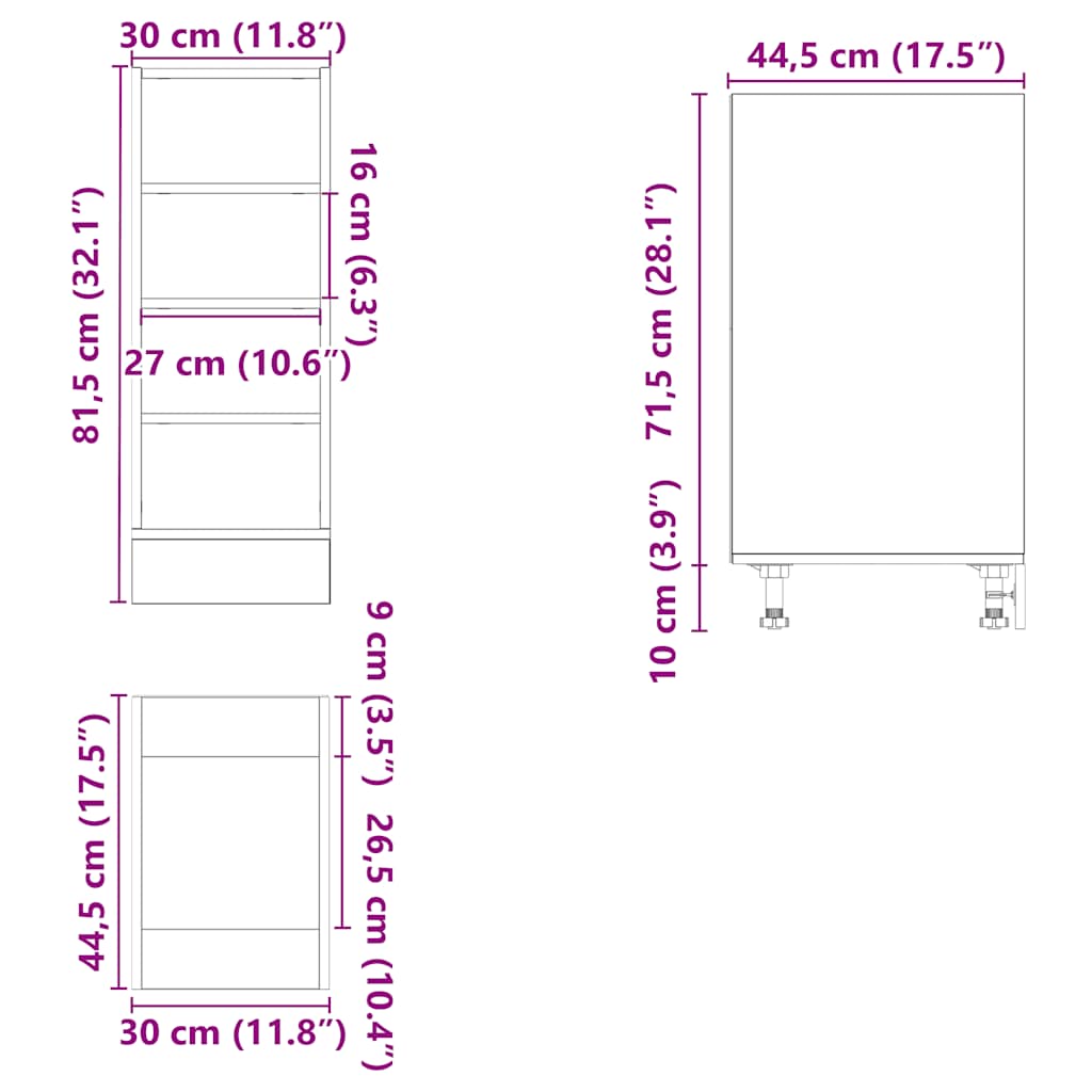 Bottom Cabinet Riga Sonoma Oak 30x44.5x81.5 cm Engineered Wood