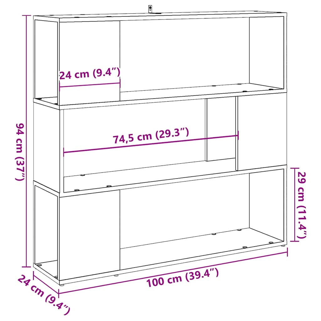 Book Cabinet/Room Divider Old Wood 100x24x94 cm