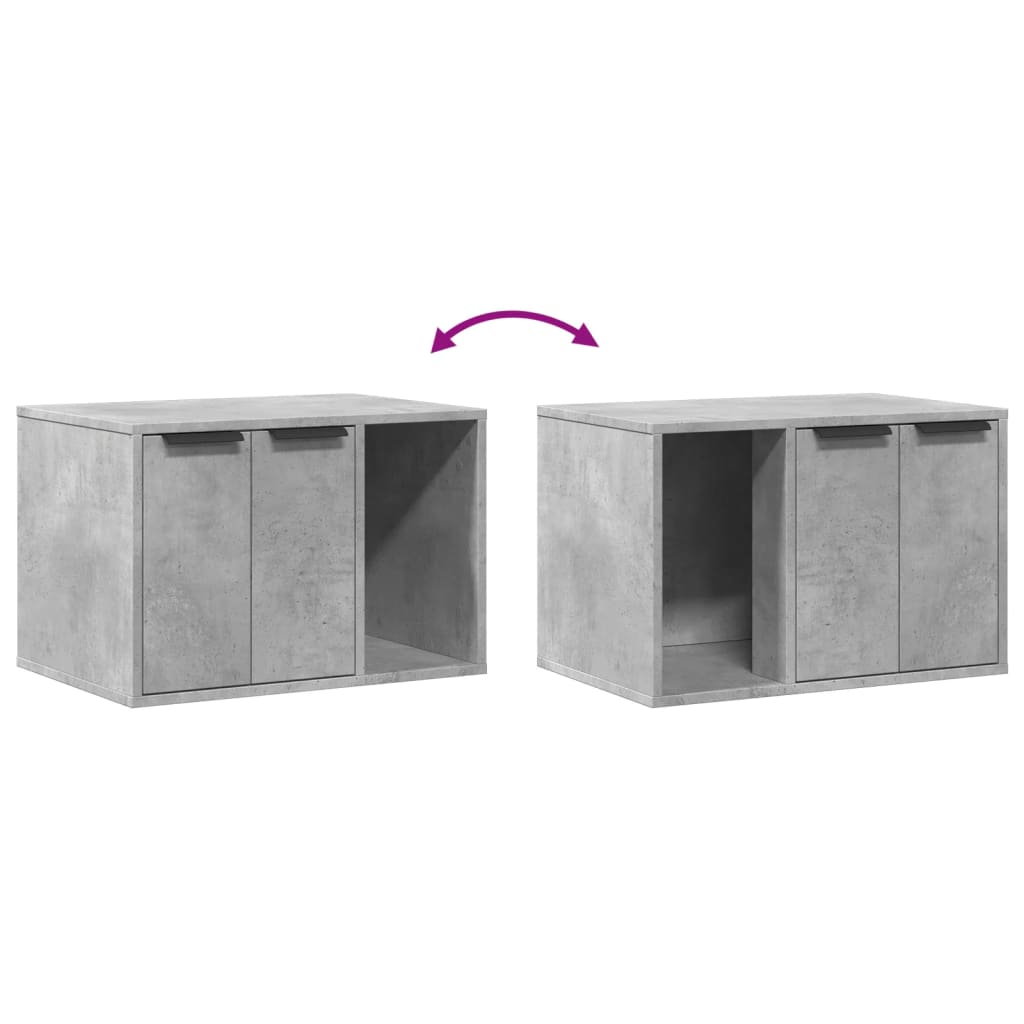 Cat Litter Box Enclosure Concrete Grey 60x40x40 cm Engineered Wood