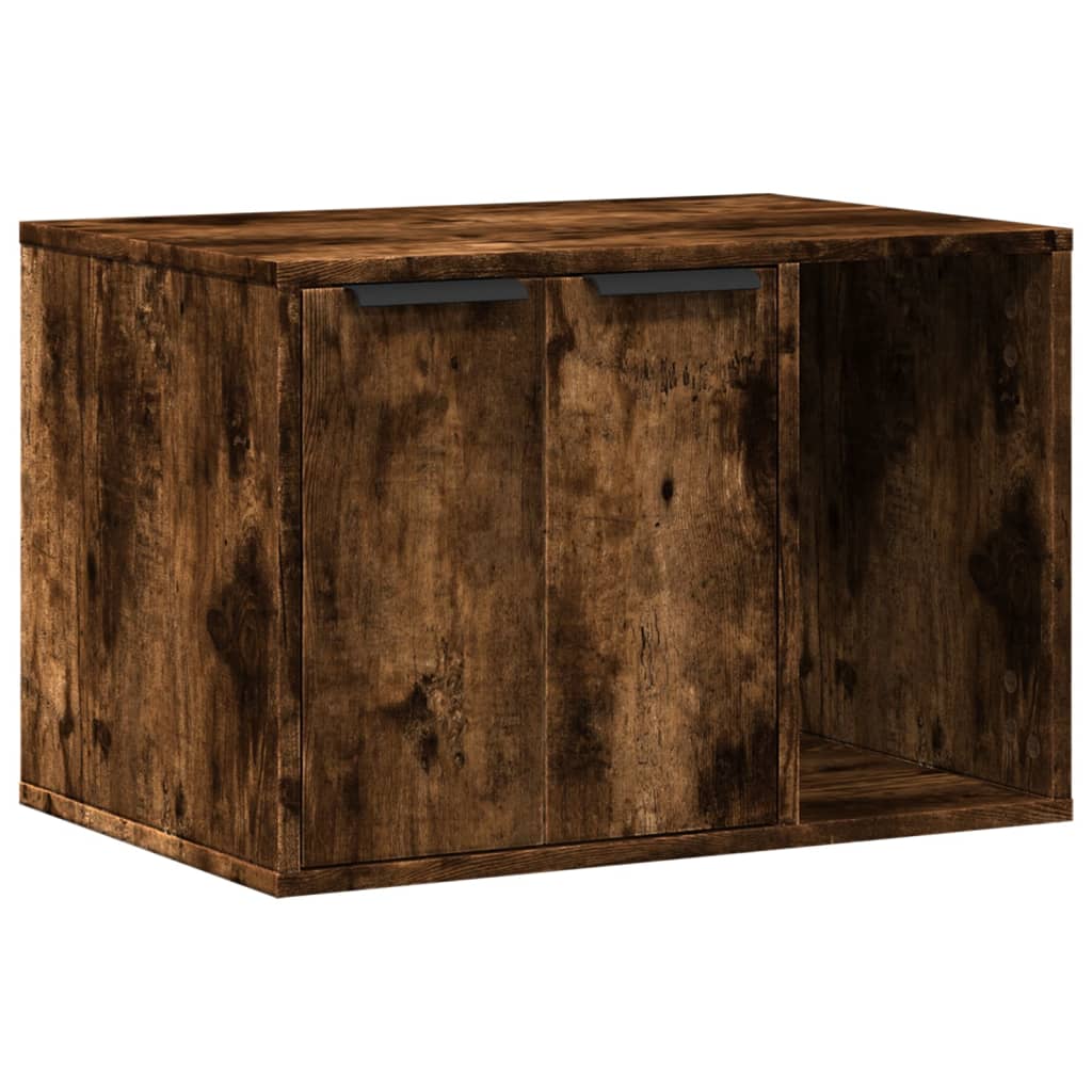 Cat Litter Box Enclosure Smoked Oak 60x40x40 cm Engineered Wood