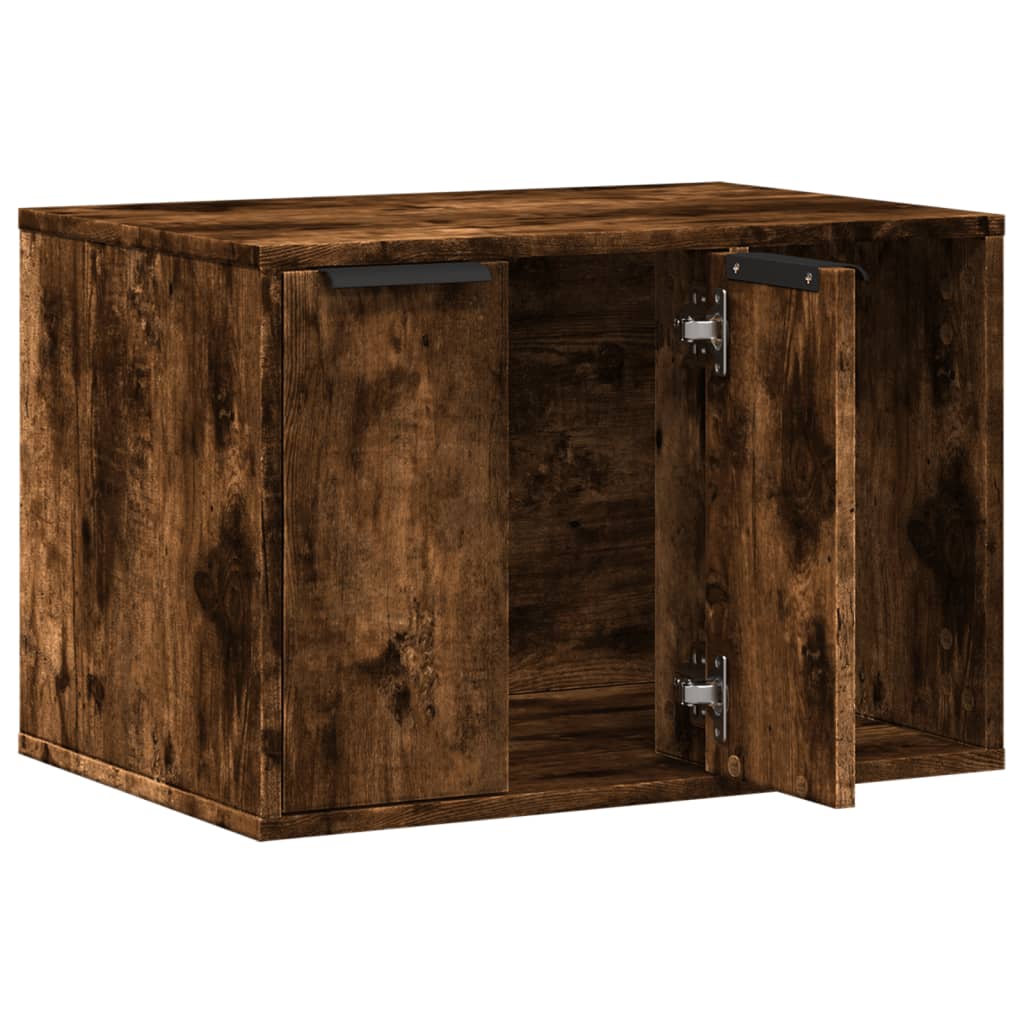 Cat Litter Box Enclosure Smoked Oak 60x40x40 cm Engineered Wood