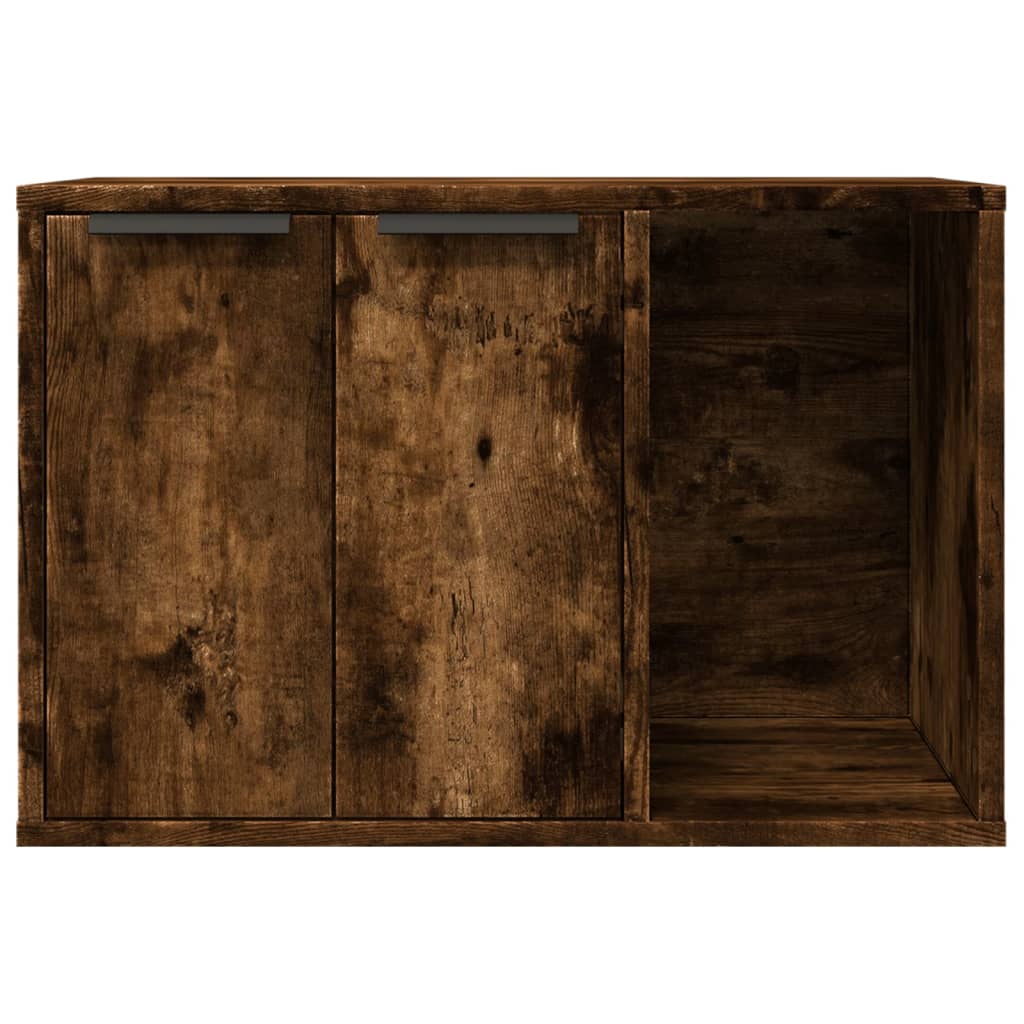 Cat Litter Box Enclosure Smoked Oak 60x40x40 cm Engineered Wood