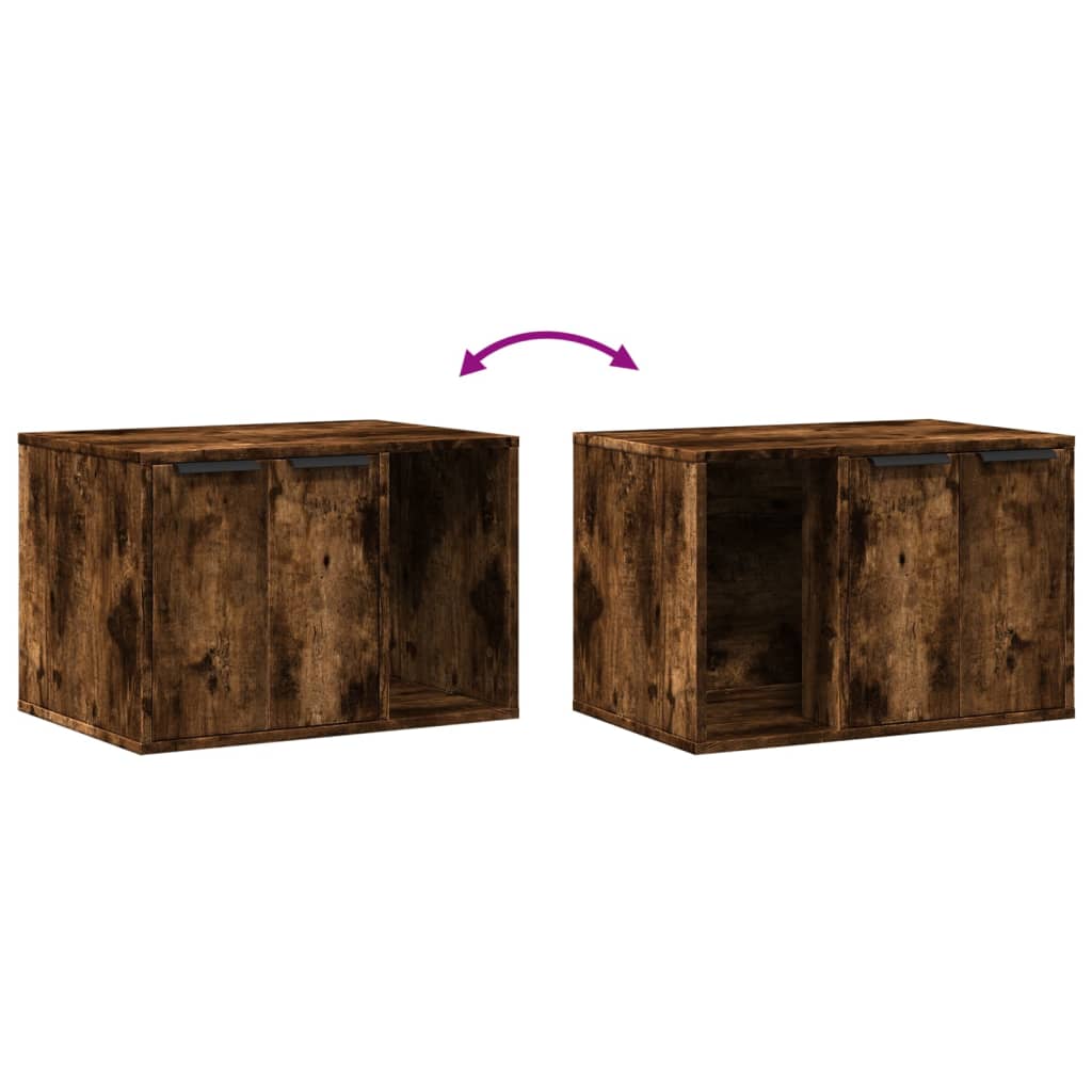 Cat Litter Box Enclosure Smoked Oak 60x40x40 cm Engineered Wood