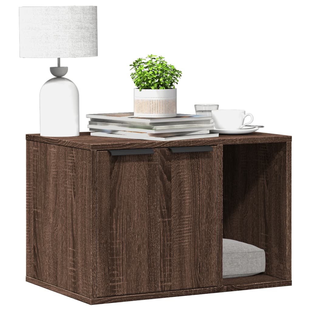 Cat Litter Box Enclosure Brown Oak 60x40x40 cm Engineered Wood