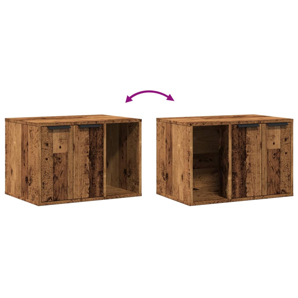 Cat Litter Box Enclosure Old Wood 60x40x40 cm Engineered Wood