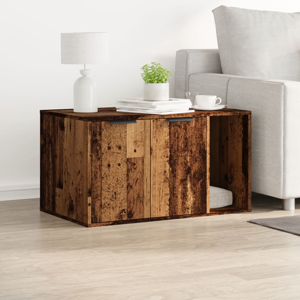 Cat Litter Box Enclosure Old Wood 80x50x45 cm Engineered Wood
