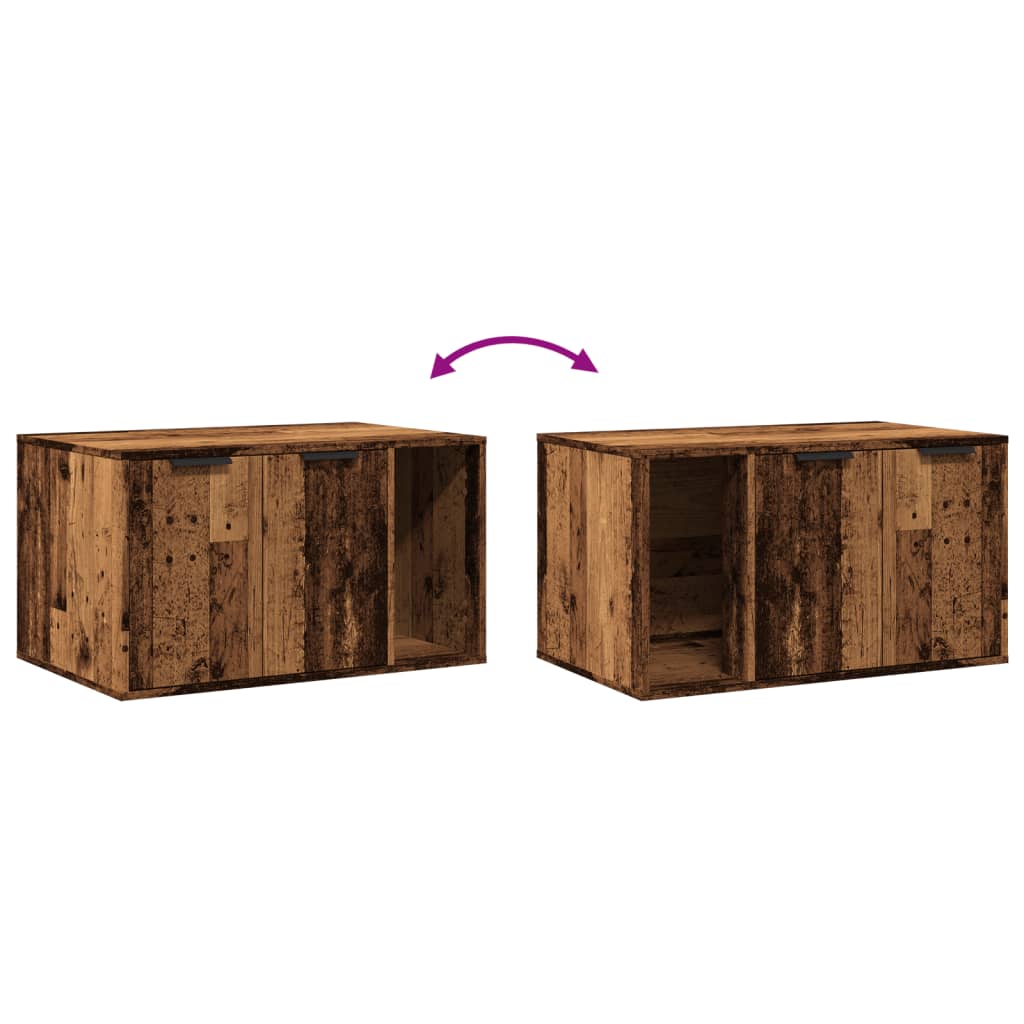 Cat Litter Box Enclosure Old Wood 80x50x45 cm Engineered Wood