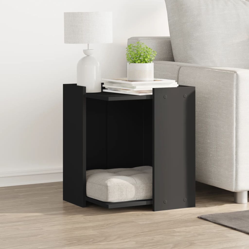 Cat Litter Box Enclosure Black 42x42x51 cm Engineered Wood